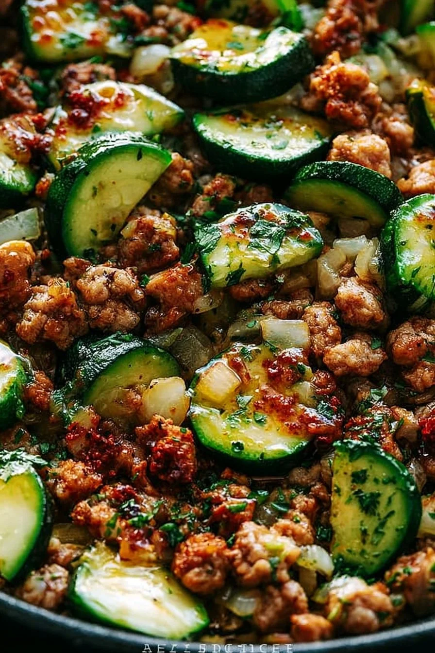 Tender Ground Turkey One-Skillet Zucchini Recipe Easy Healthy Dinner Idea