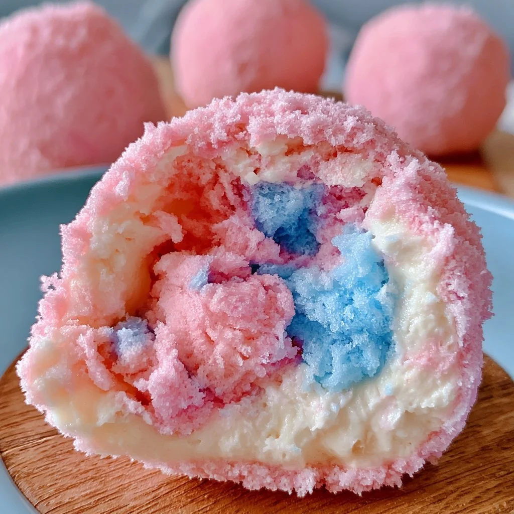 Crispy Cotton Candy Cheesecake Bombs