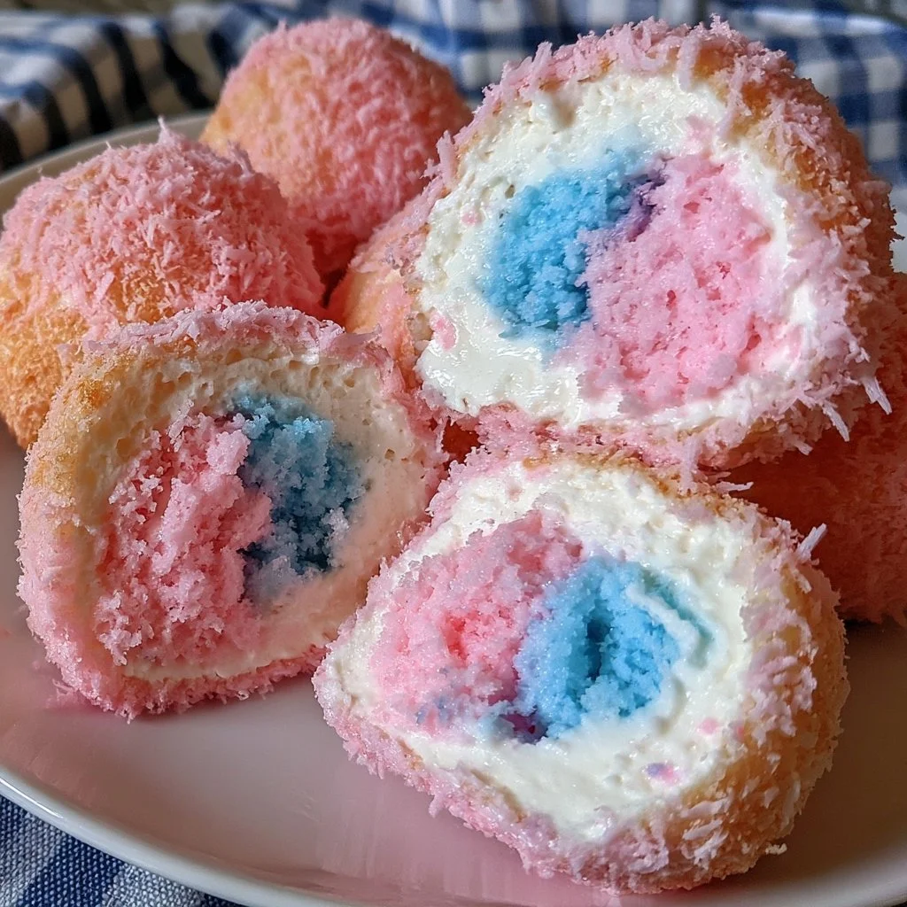 Crispy Cotton Candy Cheesecake Bombs