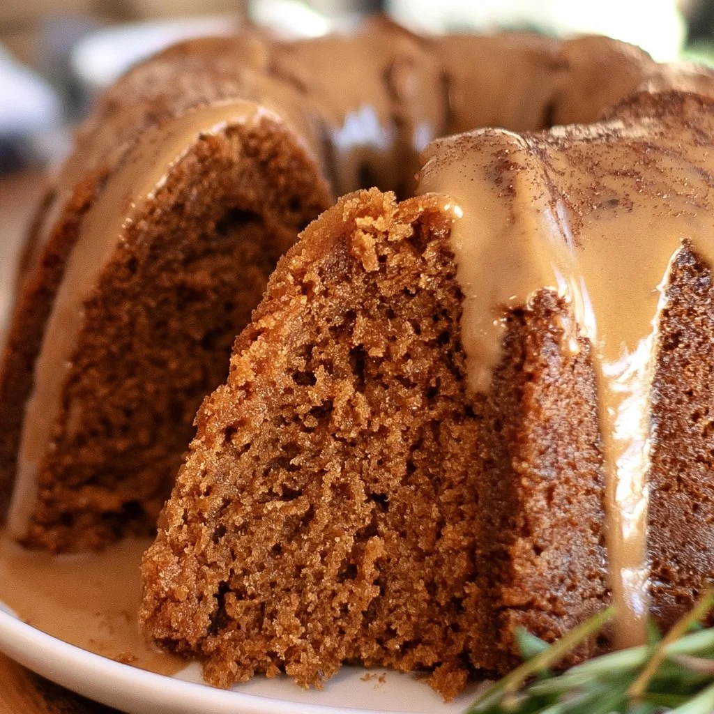 Gingerbread Bundt Cake with Cinnamon Coffee Glaze