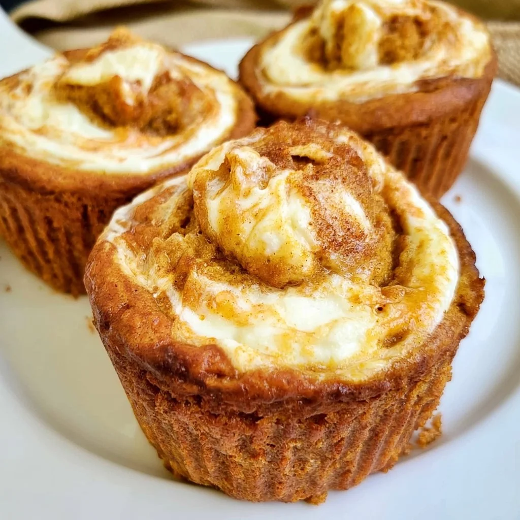 Low Carb Pumpkin Muffins With Cream Cheese Swirl