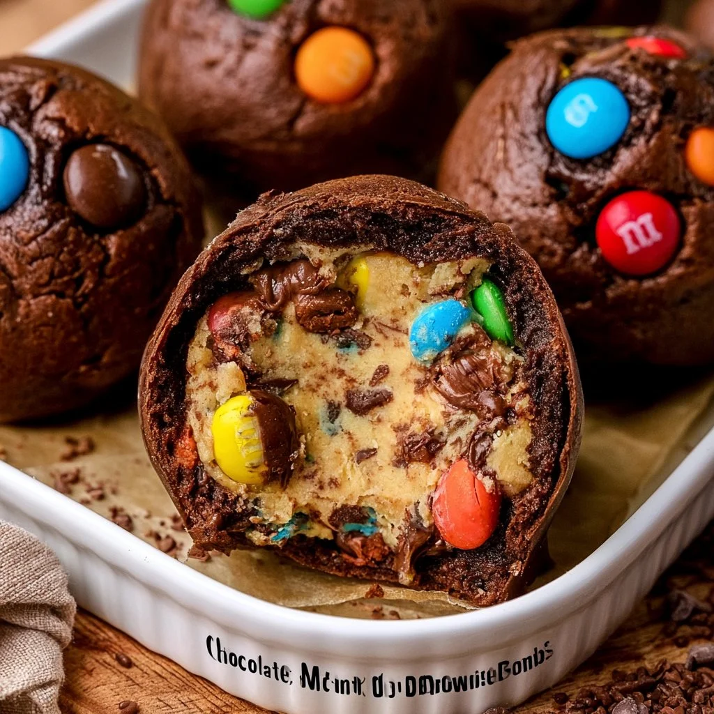 M&M’s Chocolate Chip Cookie Dough Brownie Bombs