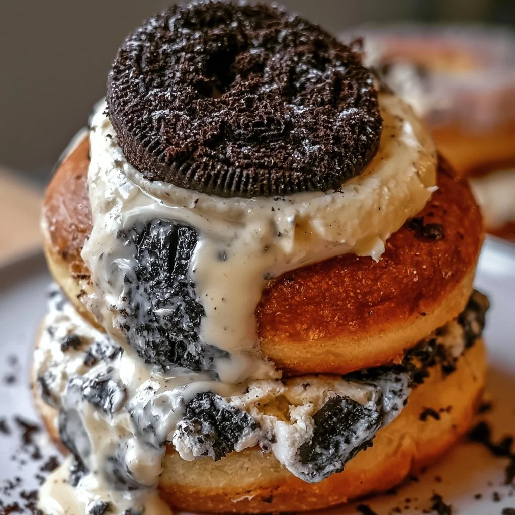 Oreo Cheesecake Stuffed Donut Burger