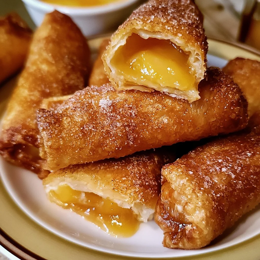 Peach Cobbler Egg Rolls