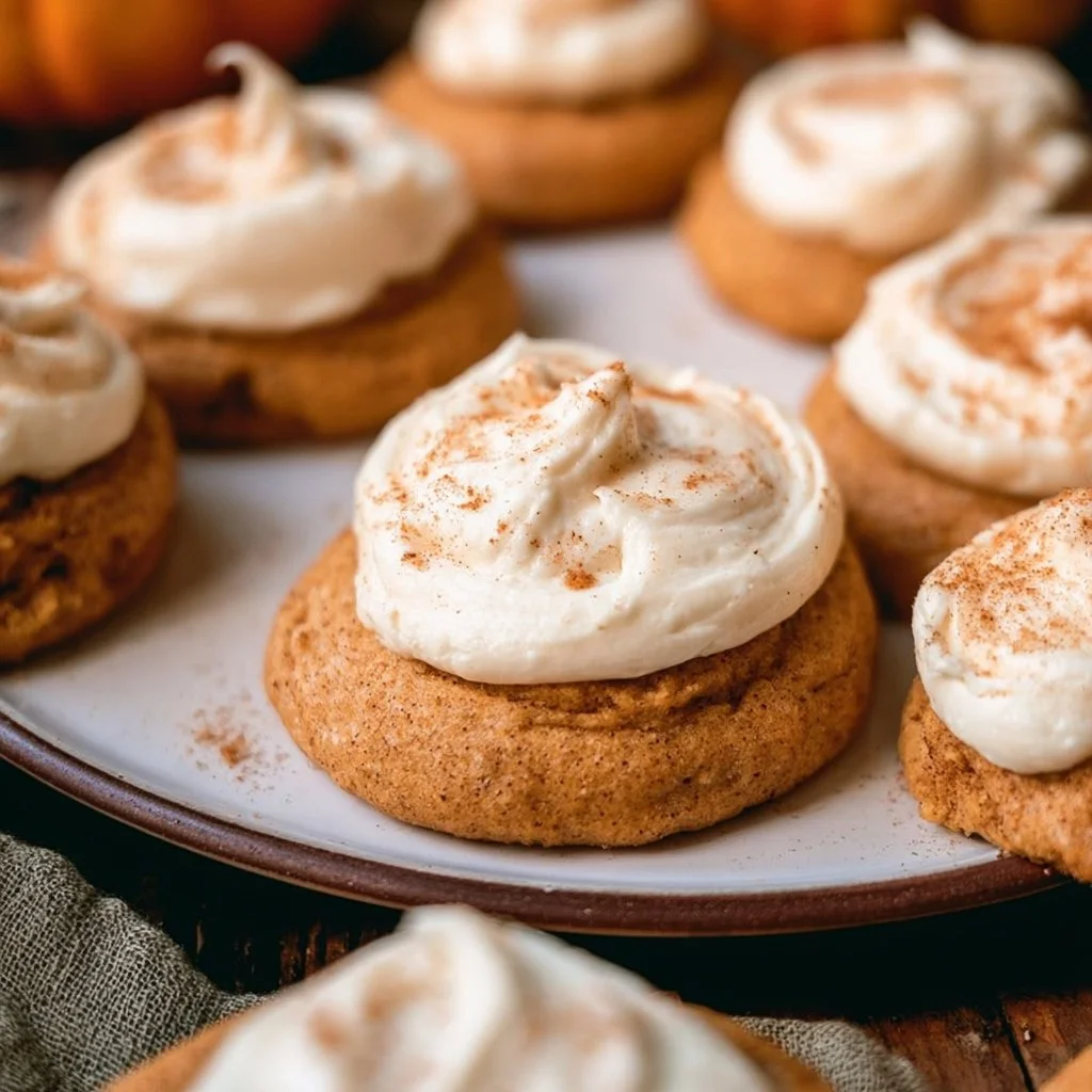 Pumpkin Cookies with Cream Cheese Frosting
