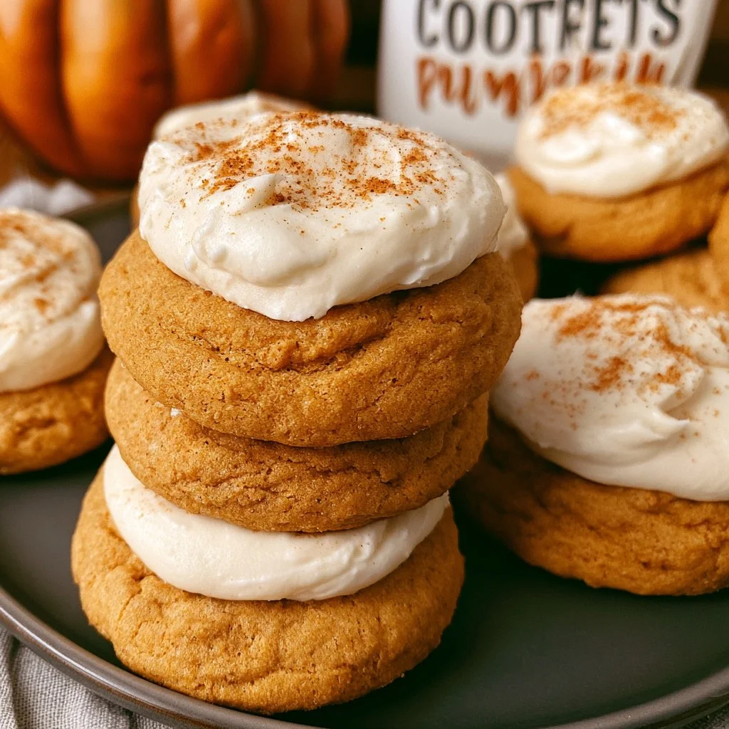 Pumpkin Cookies with Cream Cheese Frosting