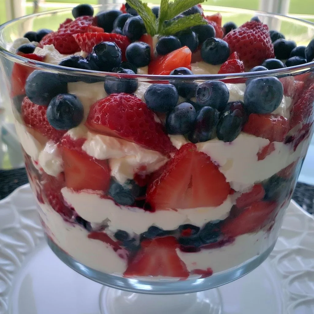 Red White and Blueberry Trifle