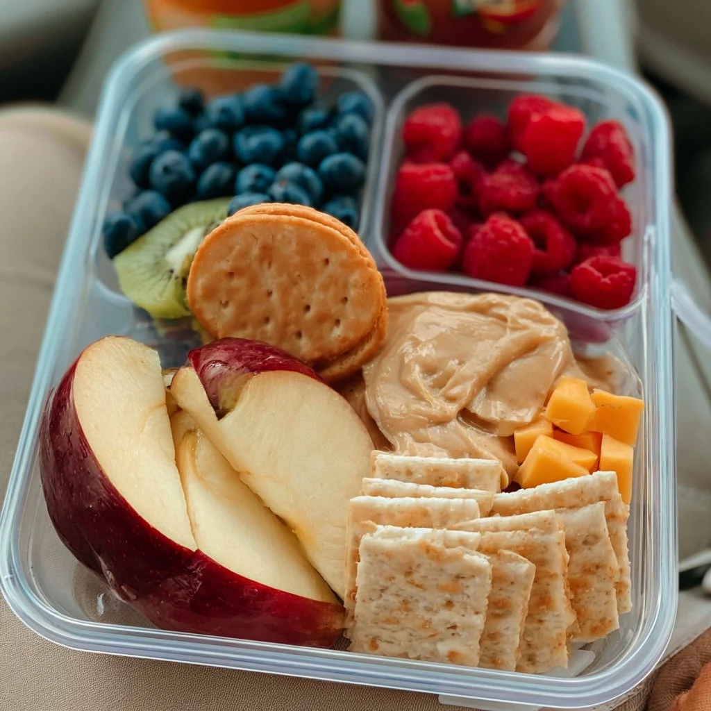 School Lunch Ideas: Snacks and Fruit Box with Crackers | School Lunch Recipes, Little Lunch, Healthy Lunch Snacks