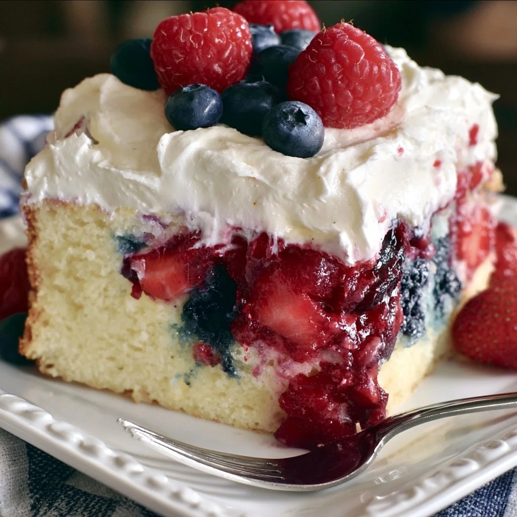 Summer Berry Poke Cake
