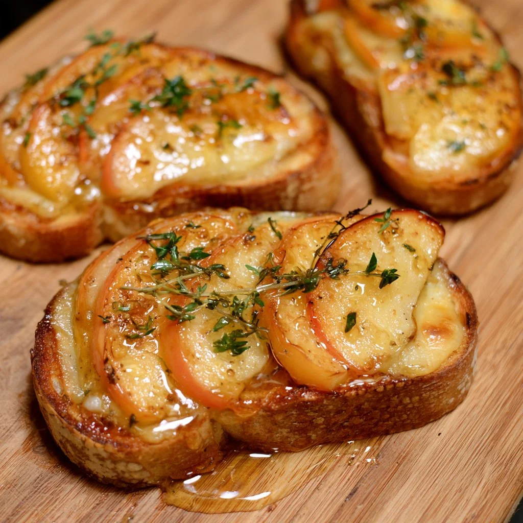 Apple Cheddar Crostini with Thyme Honey