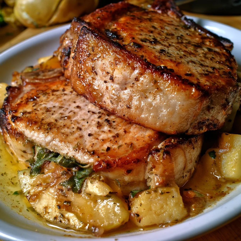 Apple Sage Stuffed Pork Chops