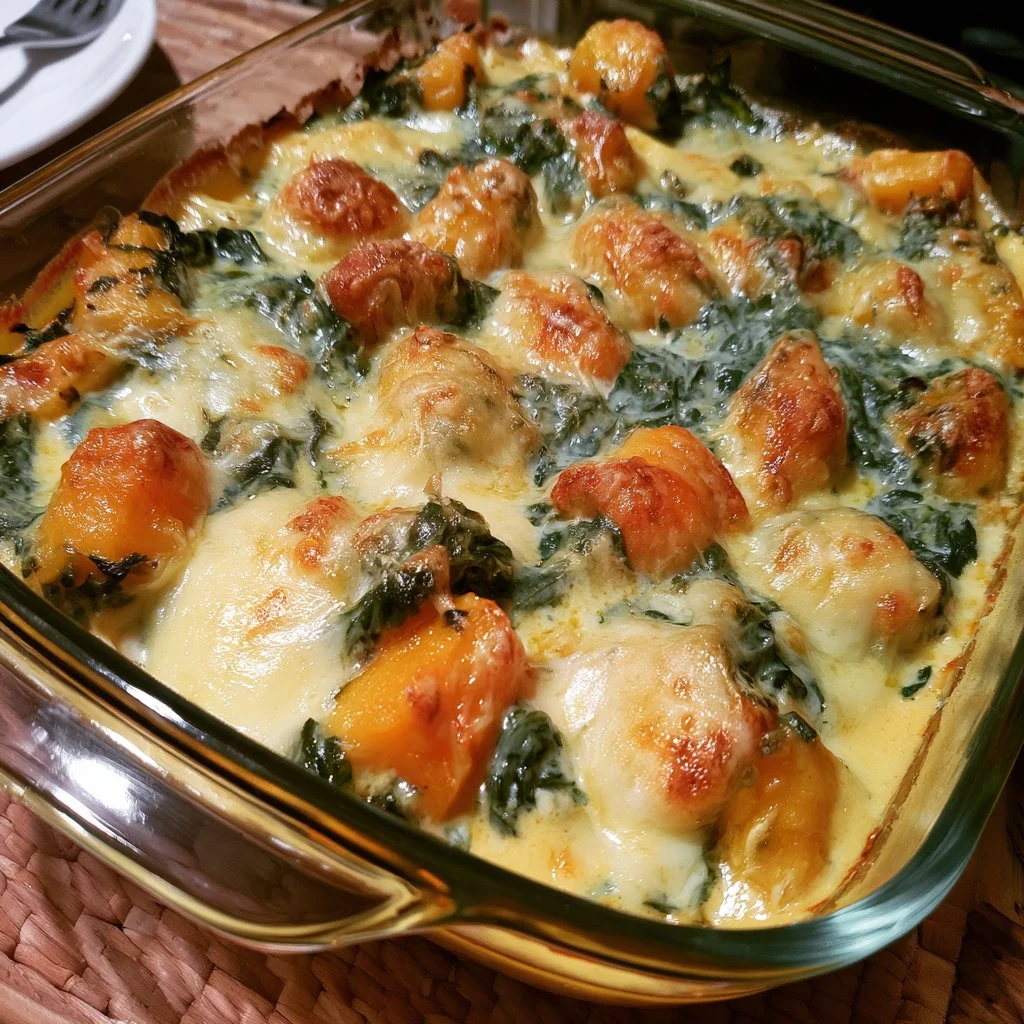 Baked Pumpkin Gnocchi with Spinach and Mozzarella