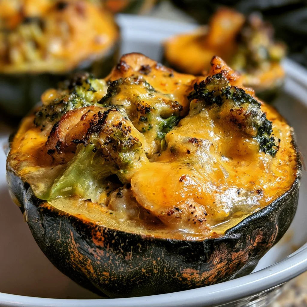 Chicken Broccoli Cheddar Stuffed Acorn Squash