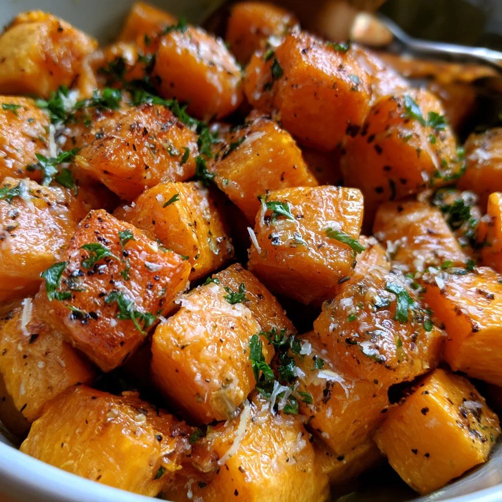 Garlic Parmesan Roasted Butternut Squash Cubes