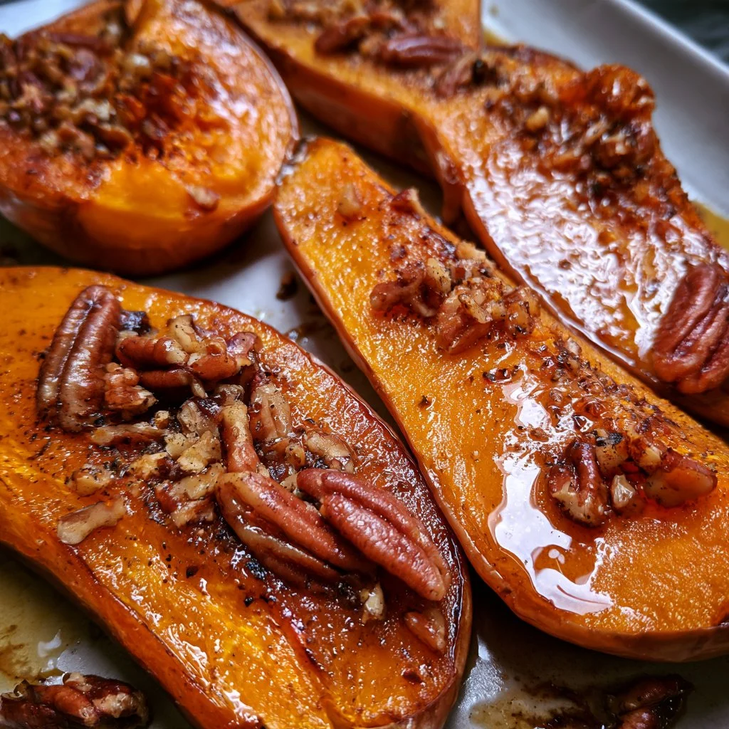 Maple Pecan Roasted Butternut Squash Wedges