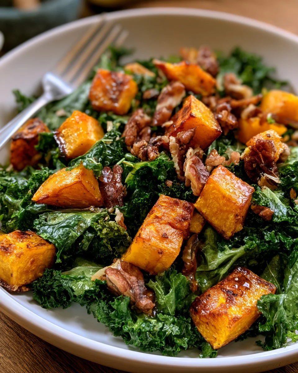 Maple Roasted Squash Kale Salad