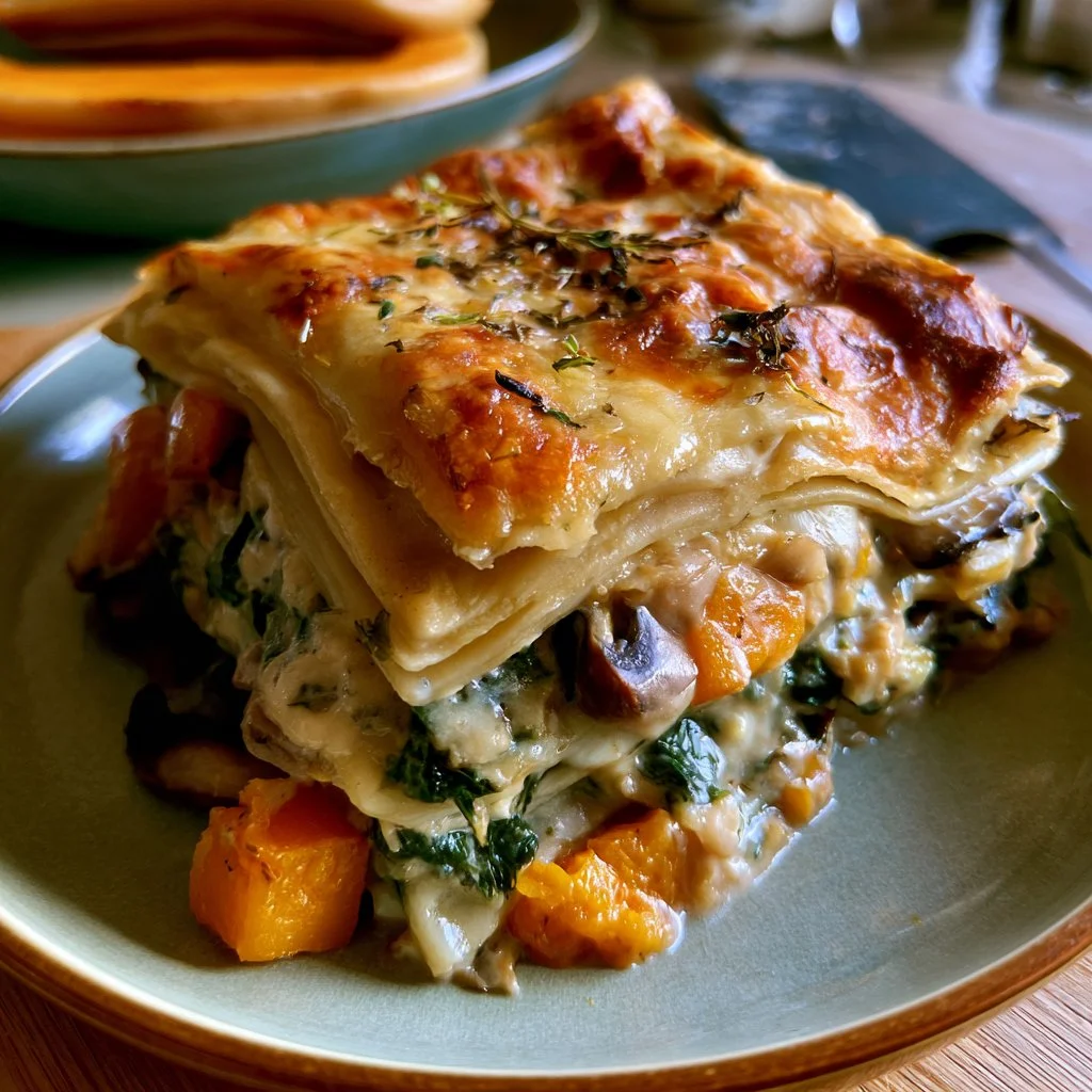 Mushroom Spinach Butternut Squash Lasagna
