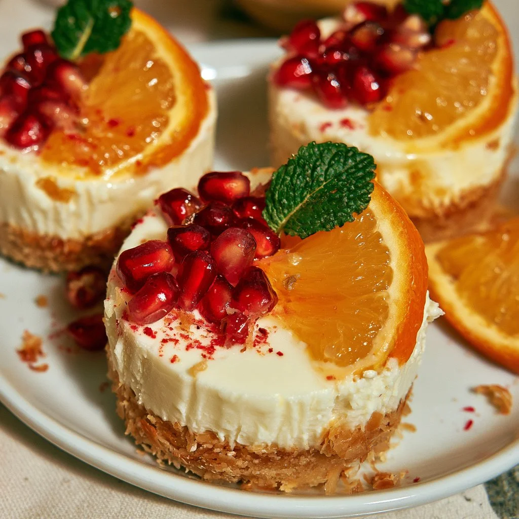 Orange Pomegranate Cheesecake Cups