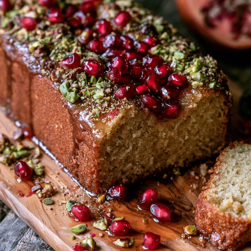 Pomegranate Pistachio Semolina Cake