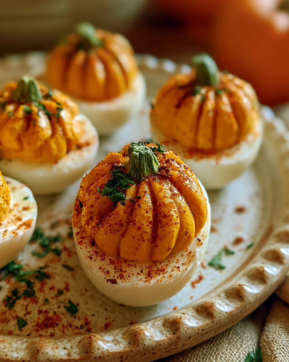 Pumpkin-Shaped Deviled Eggs