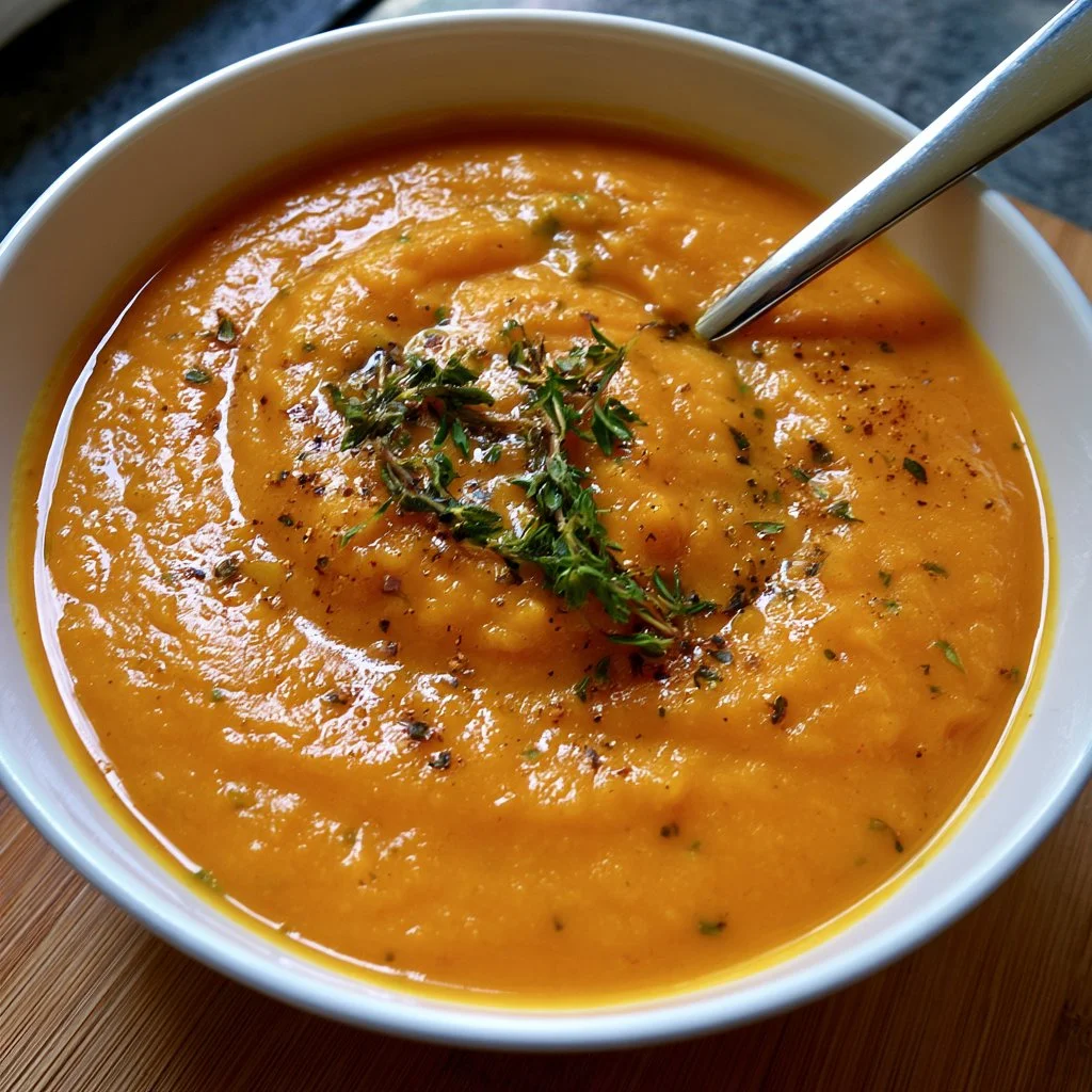 Roasted Garlic Thyme Butternut Squash Soup