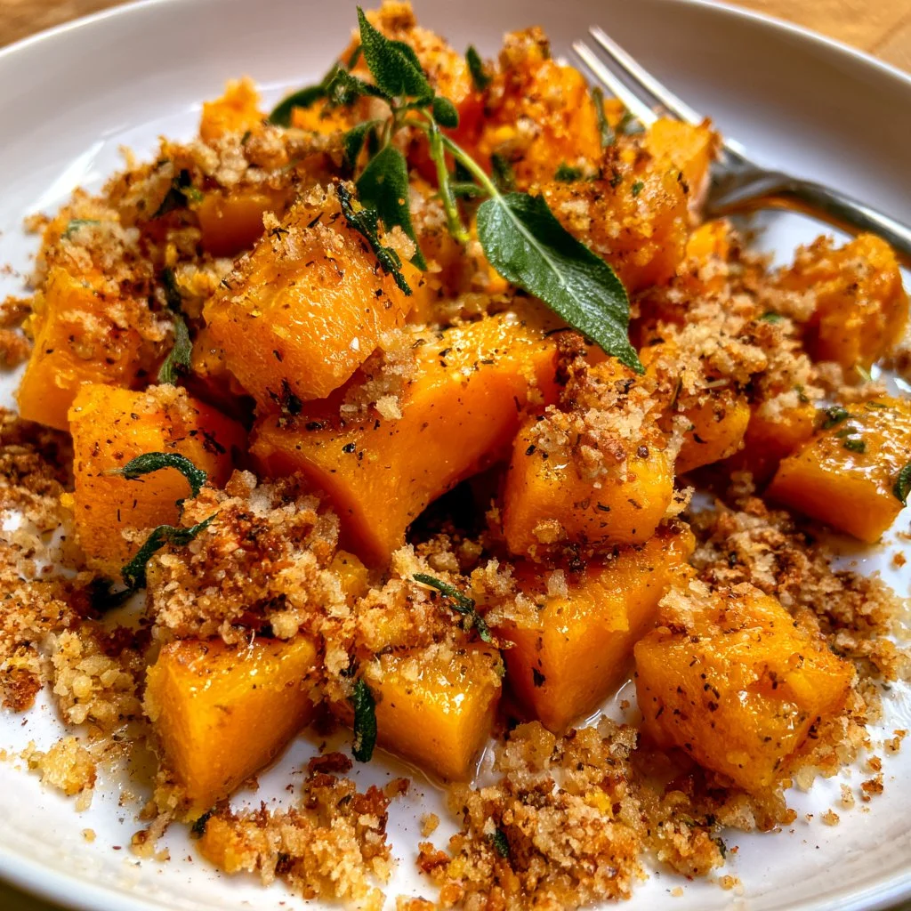 Sage Brown Butter Butternut Squash with Crispy Breadcrumbs