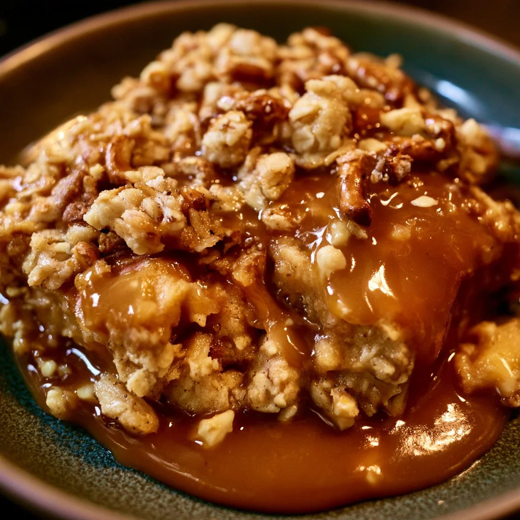 Salted Caramel Pretzel Apple Crisp