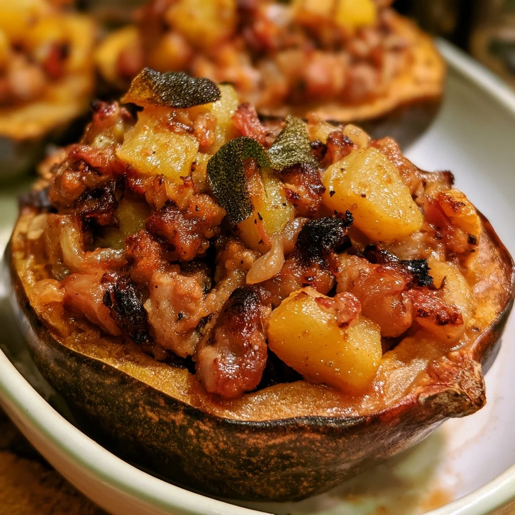 Sausage Apple Sage Stuffed Acorn Squash