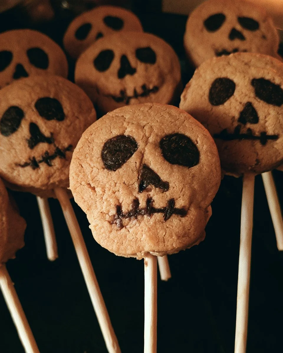 Skeleton Face Cookie Pops