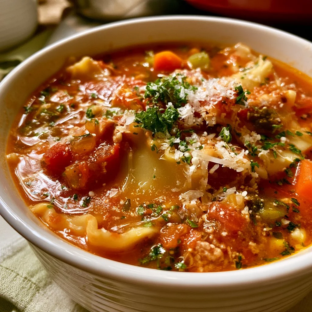 Slow Cooker Turkey Vegetable Lasagna Soup