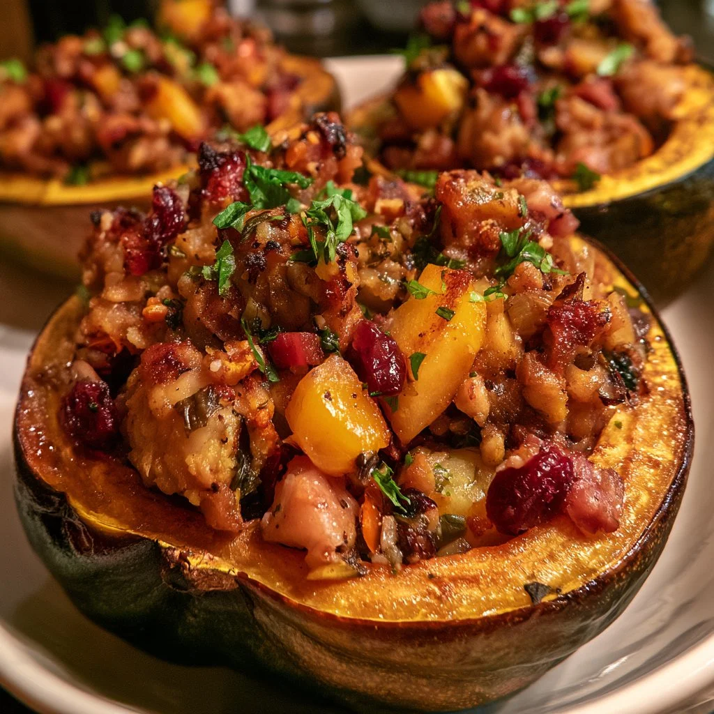 Turkey Cranberry Stuffing Acorn Squash